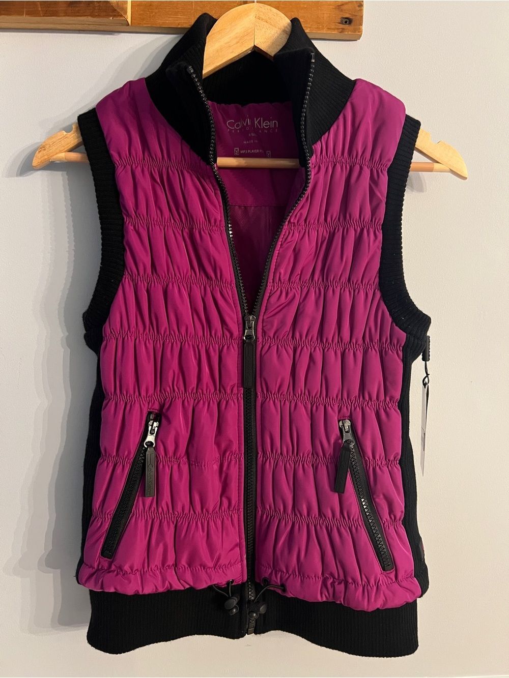Y2K Calvin Klein Performance Quilted Puffer Vest Pink Purple Black Size Women's